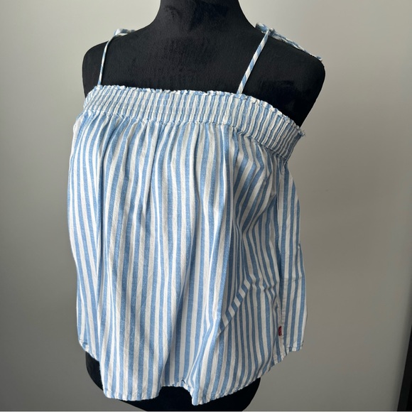 Levi's Tops - Levi's Light Blue and White Striped Camisole - M
